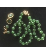 Fine Jade Necklace 14K Gold Asian Clasp &amp; 2 Pair of J... - $1,715.02 CAD