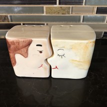 Salt &amp; Pepper Shaker Man Woman Couple “A Perfect Match” Made In Taiwan - $10.91