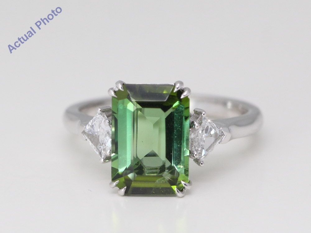 14k Gold Emerald shield Tourmaline Diamond Shield Ring Green White VS2  Item image 3