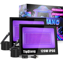 120W Waterproof Black Lights, Ip66 Blacklight Flood Light With Plug &amp; Sw... - £69.69 GBP