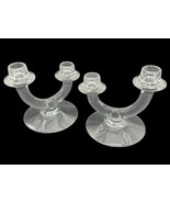 Vintage Fostoria Double Candlestick Holder Double Taper Clear Glass Set ... - €30,19 EUR