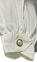 Vintage Pearl Button Down Pleated Blouse Cream 80s Classic Silhouette Sz. 14P image 11