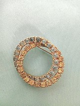 Vintage gold tone  with blue and white  Rhinestones  ENTWINED CIRCLES  B... - £9.56 GBP