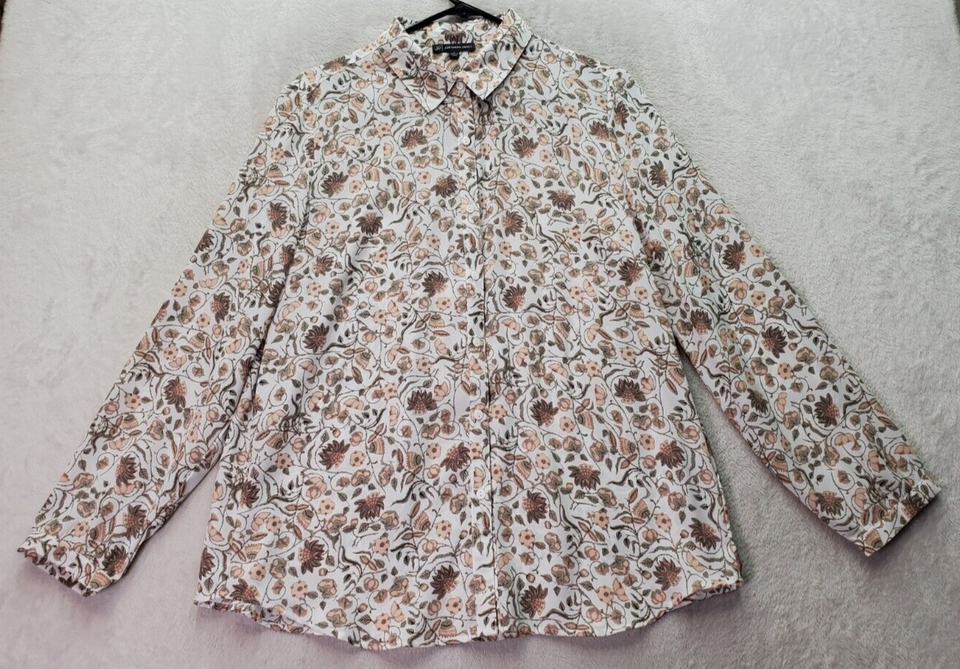 Primary image for Adrianna Papell Shirt Womens Large Multi Floral Long Sleeve Collared Button Down