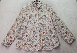 Adrianna Papell Shirt Womens Large Multi Floral Long Sleeve Collared Button Down - £21.66 GBP