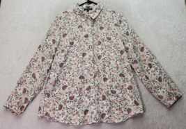 Adrianna Papell Shirt Womens Large Multi Floral Long Sleeve Collared Button Down - £21.72 GBP