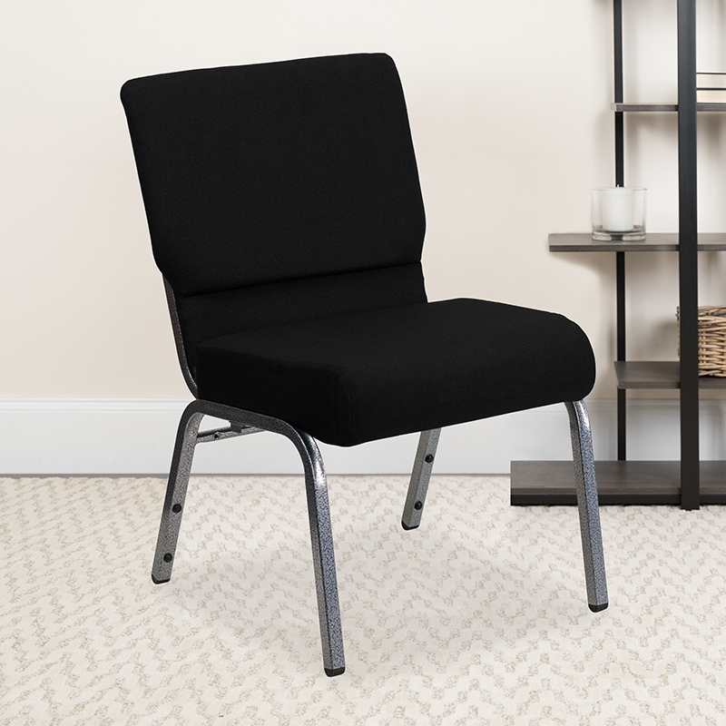 Black Fabric Church Chair XU-CH0221-BK-SV-GG
