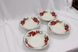 Totally Today Poinsettia Soup Bowls Christmas 7 1/2&quot; Lot of 4 Xmas - $365.15 MXN