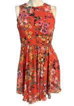 B. Darlin Orange Floral Sleeveless Fit and Flare Dress Size 1/2 - £18.59 GBP