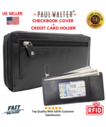 Genuine Leather Checkbook Cover for Women with RFID Blocking &amp; Free Card... - $26.99