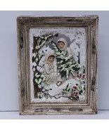 3D Victorian Primitive Christmas Scene Wall Art Picture Glitter - $43.99