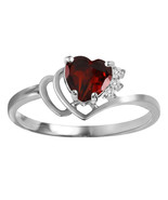 0.97 tcw 14k Solid Gold Gemstone Ring Red Garnet w/ Natural Diamond Size... - £371.62 GBP