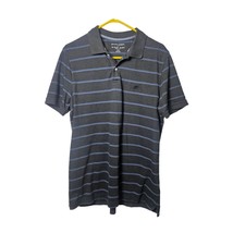 Banana Republic Men&#39;s Short Sleeve Polo Shirt Gray Blue Stripes Large - £10.81 GBP