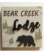 Bear Creek Lodge Sign 8x8&quot; Shelf Sitter Sign Cabin Lodge Ski Hunting Cam... - £26.23 GBP