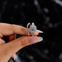 14K White Gold Plated 2Ct Round Cut Simulated Diamond Wedding Bridal Rin... - £107.64 GBP