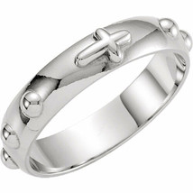 NEW 5mm ROSARY RING REAL SOLID .925 STERLING SILVER SIZE 8 - £46.09 GBP