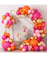 Pink &amp; Orange Balloon Arch Kit – Hot Pink, Gold &amp; Metallic Garland for P... - $38.99