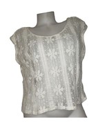 FOREVER 21 WHITE LACE SHEER SLEEVELESS TOP SIZE SMALL - £8.97 GBP