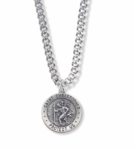 Sterling Silver St. Christopher Patron Of Travelers Medal Necklace &amp; Chain - £62.57 GBP