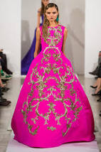 $14,990 Oscar De La Renta Iconic Pink Gold Beaded Silk Runway Gown 18 Xxl - £4,706.54 GBP