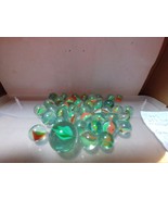Glass Cat&#39;s Eye Marbles Green, Orange &amp; White (1 Shooter &amp; 40 Marbles) - €25,51 EUR
