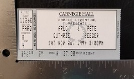 Arlo Guthrie &amp; Pete Seeger Vintage Carnegie Hall 11/26/1994 Concert Ticket Stub - £7.90 GBP