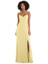 After Six 1548..Tie-Back Cutout Maxi Dress with Front Slit..Pale Yellow.... - $94.05