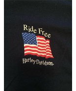 HARLEY-DAVIDSON MOTORCYCLES Men&#39;s Navy Blue T-Shirt Size LARGE American ... - £18.95 GBP