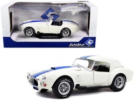 Shelby Cobra 427 S/C Convertible Wimbledon White with Blue Stripes 1/18 Diecast - $82.01