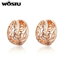 WOSTU Style Golden Cutout Stud Earrings For Women Rose Gold Small Earrings Engag - £10.65 GBP