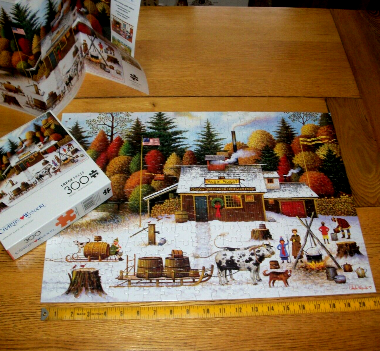 Primary image for Jigsaw Puzzle 300 Large Pieces Wysocki Art Vermont Maple Tree Tappers Complete