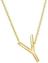 Gold-plated Sterling Silver Sideway Letter Y Initial Pendant Chain Necklace 18&#39;&#39; - £30.46 GBP