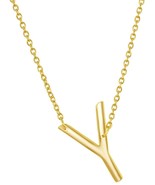 Gold-plated Sterling Silver Sideway Letter Y Initial Pendant Chain Neckl... - €32,95 EUR