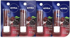 4 Count Nivea 0.17 Oz Blackberry Extract All Day Moisturizing Smoothing Lip Care