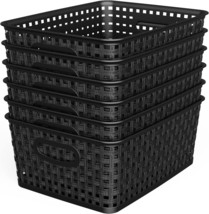 Black Plastic Weave Baskets, 10-Inch By 7-Inch By 4-Inch, By Wyt, Are Woven - £31.28 GBP