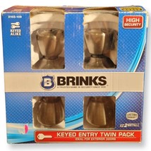 Brinks 2103-109 Tulip Style Keyed Entry Door Knob Antique Brass 2-Pack Open Box - £23.88 GBP
