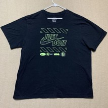 Nike Shirt Mens 2XL Black Neon Green Just Do It Space Crew Neck Athletic... - $18.69