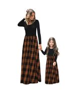 PopReal Mommy and Me MaxiDress Brown Plaid Long Sleeve with Pockets Size... - €14,61 EUR