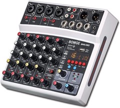 Bomge 6 Channel Audio Sound Mixer - Professional Digital Dj Mixing Console For - £66.92 GBP