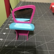 Vtg POLLY POCKET Vanity Mirror Spa stand bedroom furniture Pink Purple Blue - $4.99