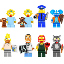 8Pcs The Simpsons Minifigure Maggie Sheriff Wigan Pruritus Mouse Mini Block Toys - £22.56 GBP