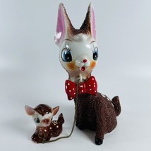 Arnart Sugar Salt Glazed Chain Deer Family Figurines Japan VTG MCM Chris... - $88.15