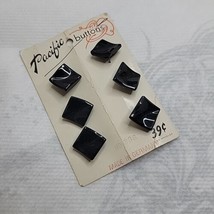 Vintage Pacific Black Square Buttons on Original Card Made In Germany  - $5.84