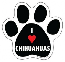 I Heart CHIHUAHUAS DOG PAW PRINT Fridge Car Magnet 5&quot;x5&quot; Large NEW FREE ... - £4.69 GBP