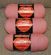 Lot 3 Red Heart Super Saver Rose Pink 372 Yarn Crochet Knit 4ply 8oz NEW - £12.63 GBP