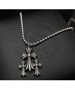 Chrome Necklace Blvck Silver CH mm6 Cross/Hearts Vintage Paris Designer ... - £21.23 GBP