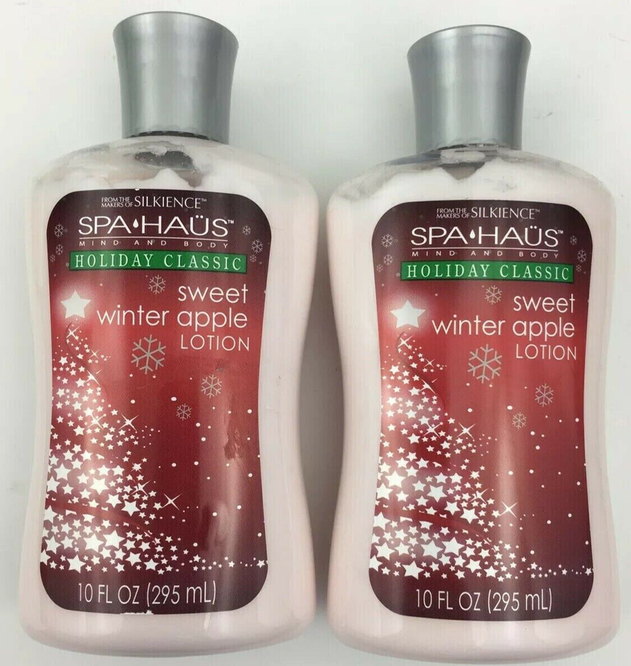 2 X Spa Haus Mind Body Silkience Sweet Winter Apple Scented Lotion ~ 10 fl oz Ea