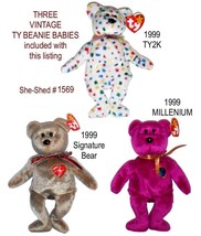 TY Beanie Babies TY2K, Millenium, 99 Signaturevw/ tags Vintage Lot of 3 - £19.89 GBP