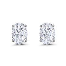 2 Ct Oval Cut Simulated Diamond Solitaire Stud Earrings 14K Gold Plated Silver - £34.88 GBP