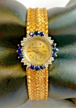 14K Yellow Gold Smyth Diamond Sapphire Wrist Watch 26.18g Fine Jewelry *... - $3,299.95